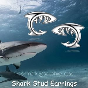 Shark Lovers Earrings Womens Ocean Life Jewelry SP Post Save Sharks Great White